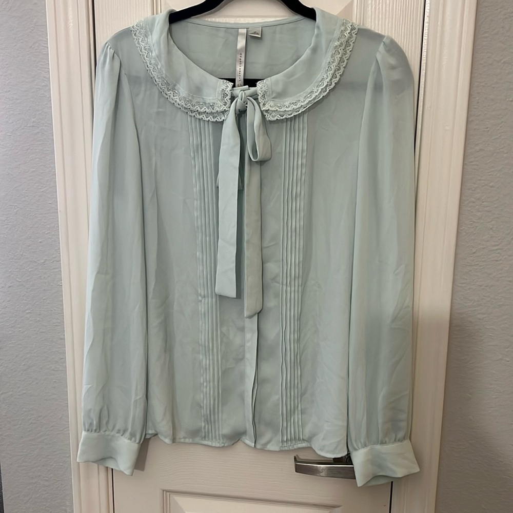 Lauren Conrad Lace Collar Tie Front Button Down